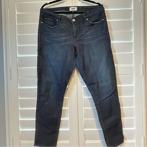 Paige Denim Mildly Distressed Skinny Jean Navy Blue Size 31